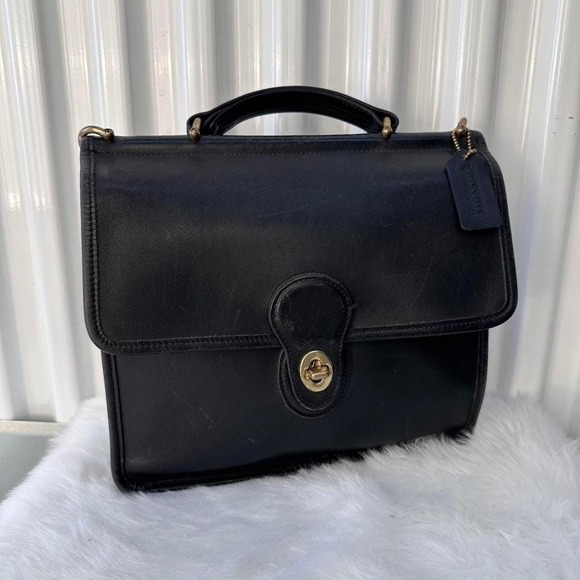 Vintage Black Coach Willis Handbag - Black Leather Coach...
